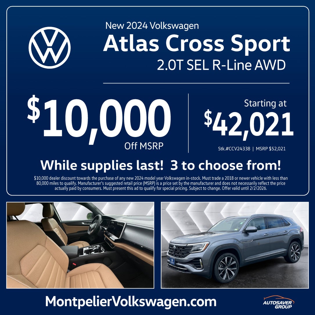 SHOP NEW VW ATLAS CROSS SPORT NEAR MONTPELIER, VT